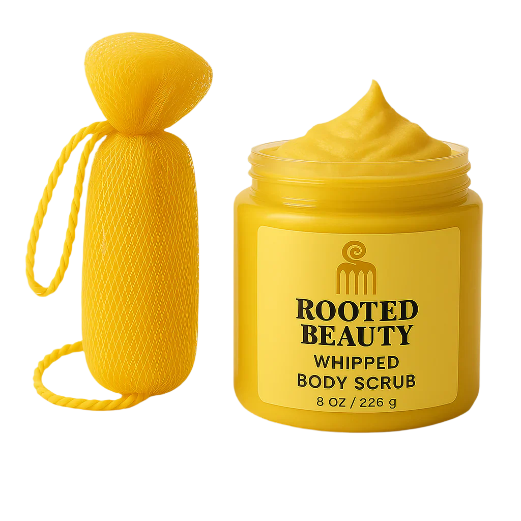 Sustainable Sourced Authentic African Net Sponge + Clean Body Scrub Set Sunshine Yellow