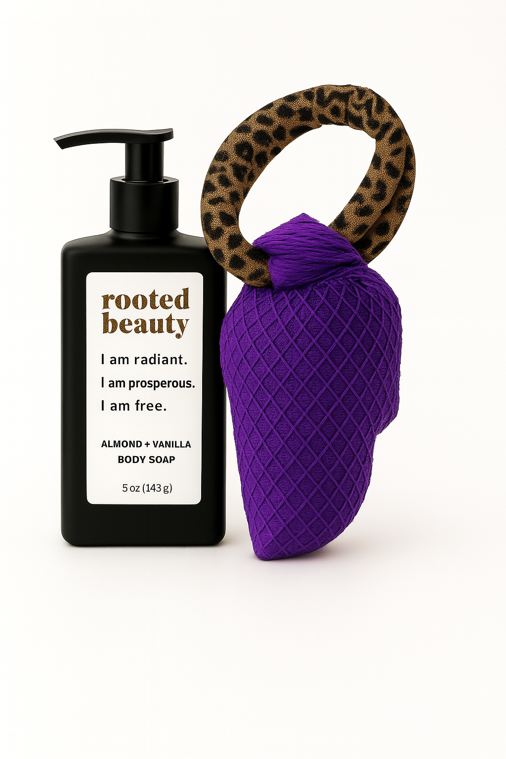 Sustainable Sourced Authentic African Net Sponge + Clean Body Scrub Set Royal Purple