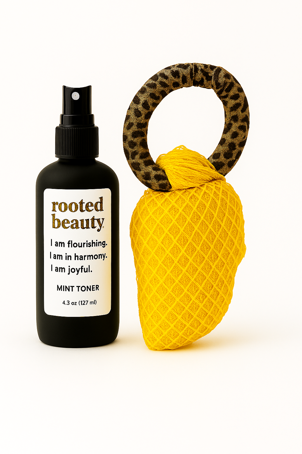 Sustainable Sourced Authentic African Net Sponge + Mint Toner Set Sunshine Yellow